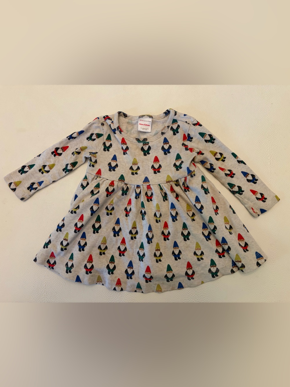 Hannah Anderson Long-Sleeve gnome print dress, 12-18mo